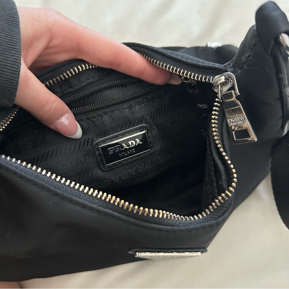 Prada Black Nylon Chain Shoulder Bag - Picture 3 of 7